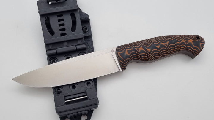 Leopard JARS Jagd Outdoor Messer Orange/Black Micarta Kydex
