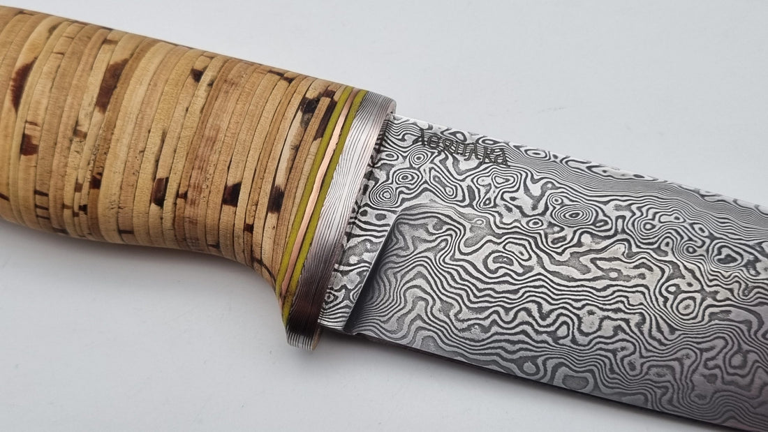 Leopard JARS Custom Knife Damast Stahl Mokume Birkenrinde Jagd Outdoor Messer 60 HRC