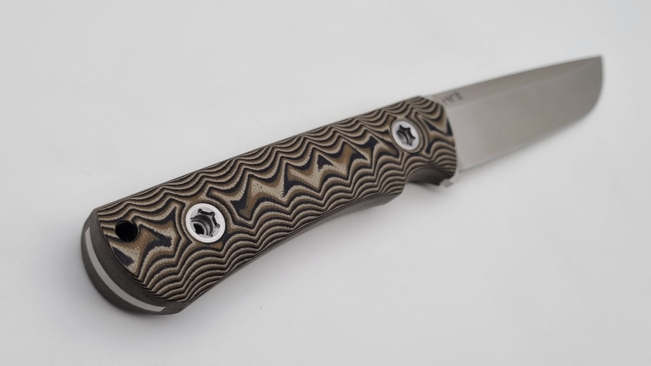 B-Ware Jäger JARS Messer N690 Stahl 60 HRC Outdoor Jagd Bushcraft Messer  Beige/Lederscheide