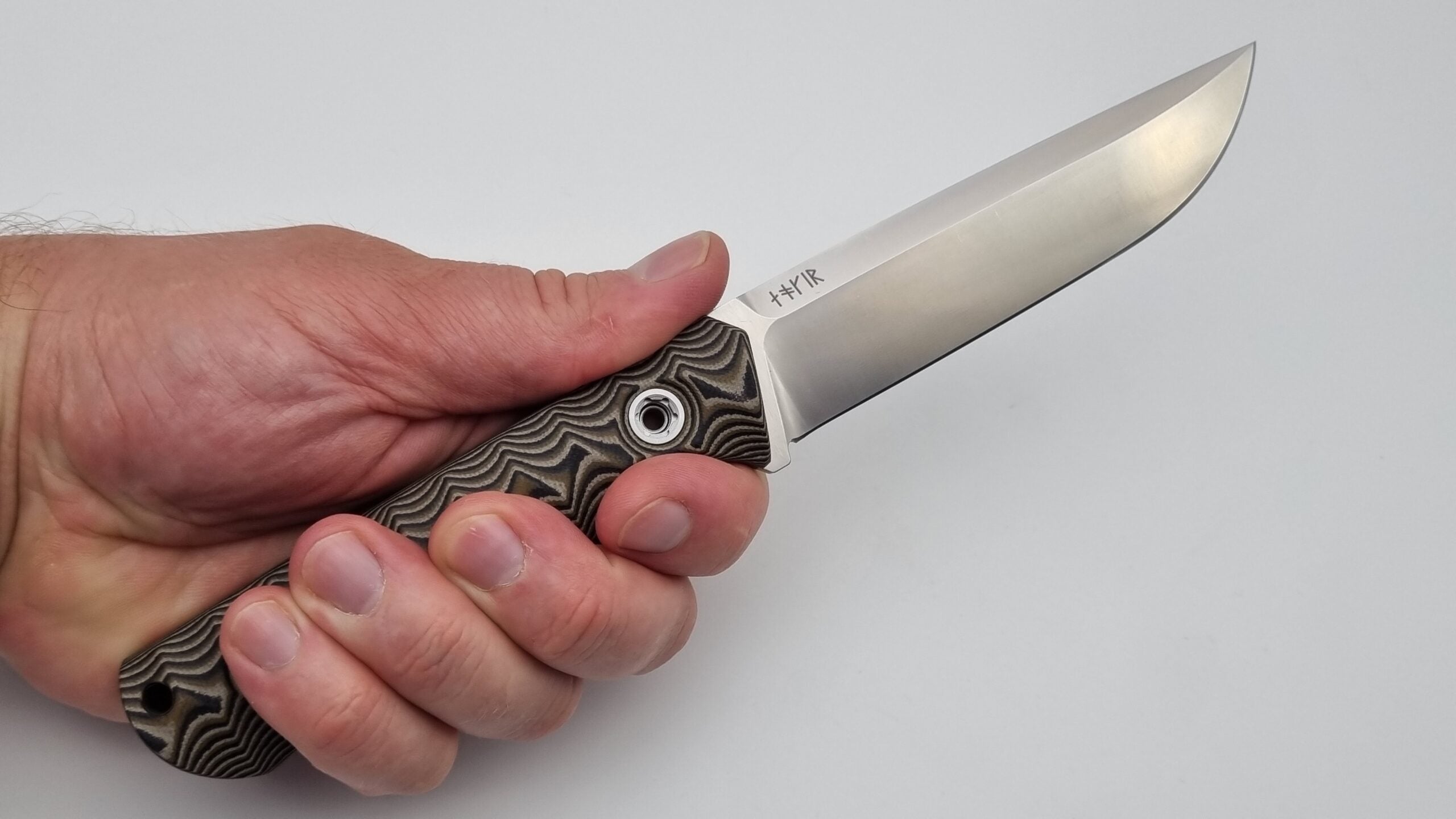 B-Ware Jäger JARS Messer N690 Stahl 60 HRC Outdoor Jagd Bushcraft Messer  Beige/Kydex