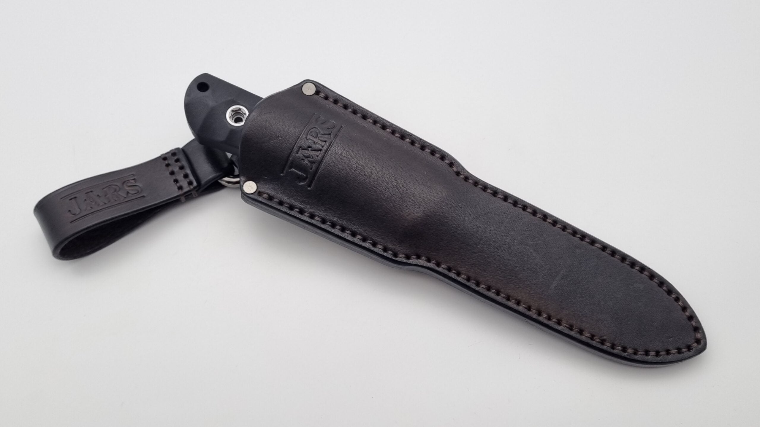 B-Ware Jäger JARS Messer N690 Stahl 60 HRC Outdoor Jagd Bushcraft Messer Black Lederscheide