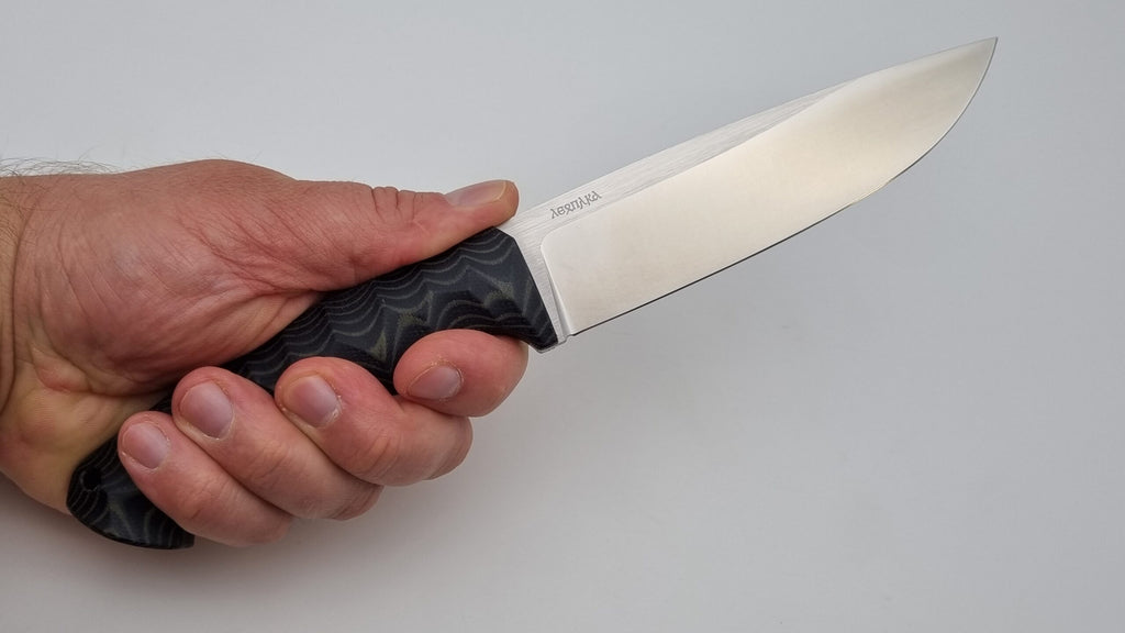 Leopard JARS Jagd Outdoor Messer Green/Black Micarta Leder