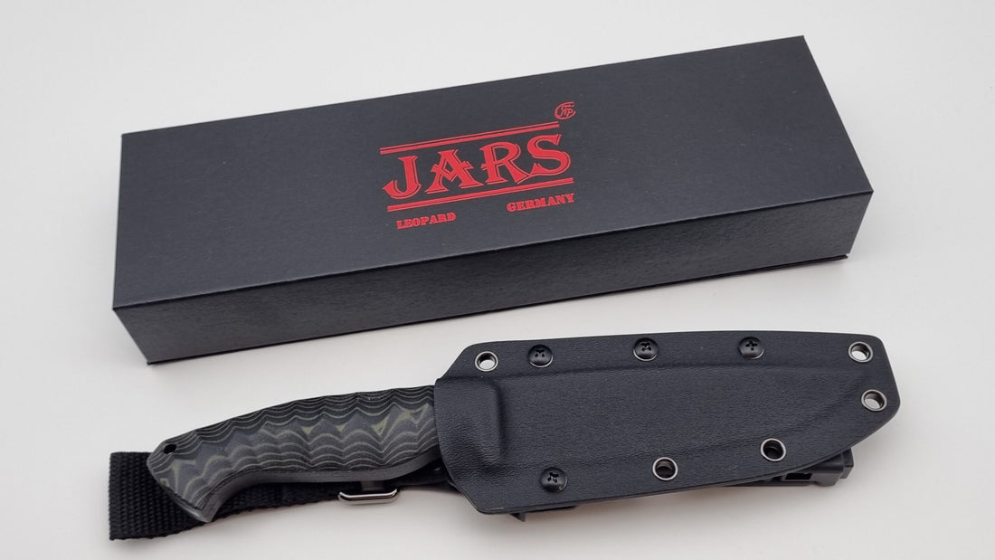 Leopard JARS Jagd Outdoor Messer N690 60HRC    Green/Black Micarta Kydex