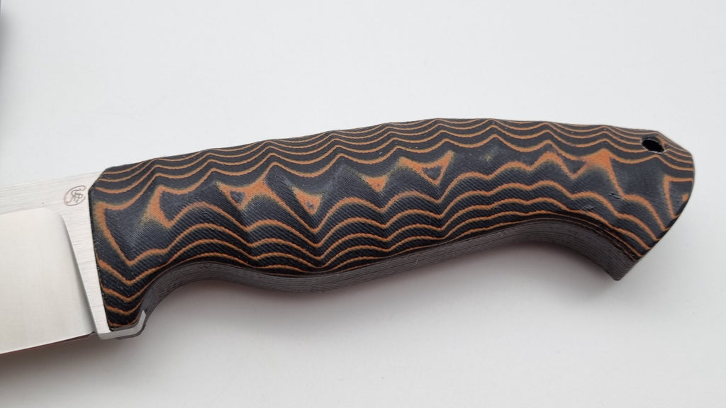 Leopard JARS Jagd Outdoor Messer Orange/Black Micarta Leder