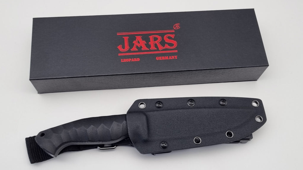 Leopard JARS Jagd Outdoor Messer Black Micarta Kydex