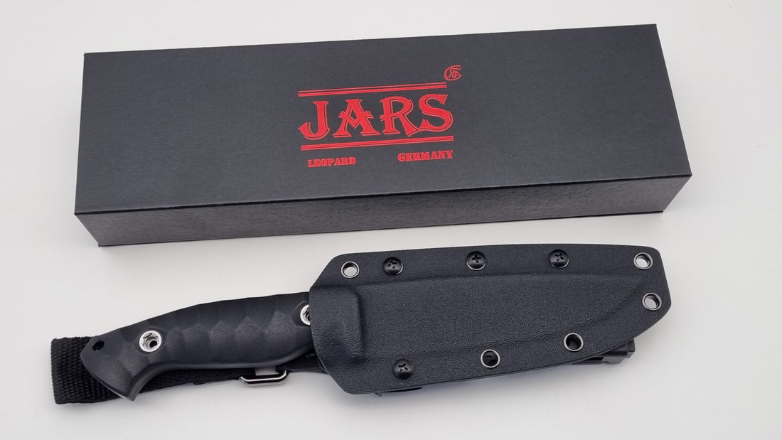 Leopard JARS Jagd Outdoor Messer N690 60HRC    Black G10 Kydex