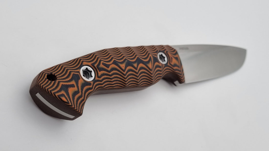 Leopard JARS Jagd Outdoor Messer N690 60HRC    Orange/Black G10 Leder