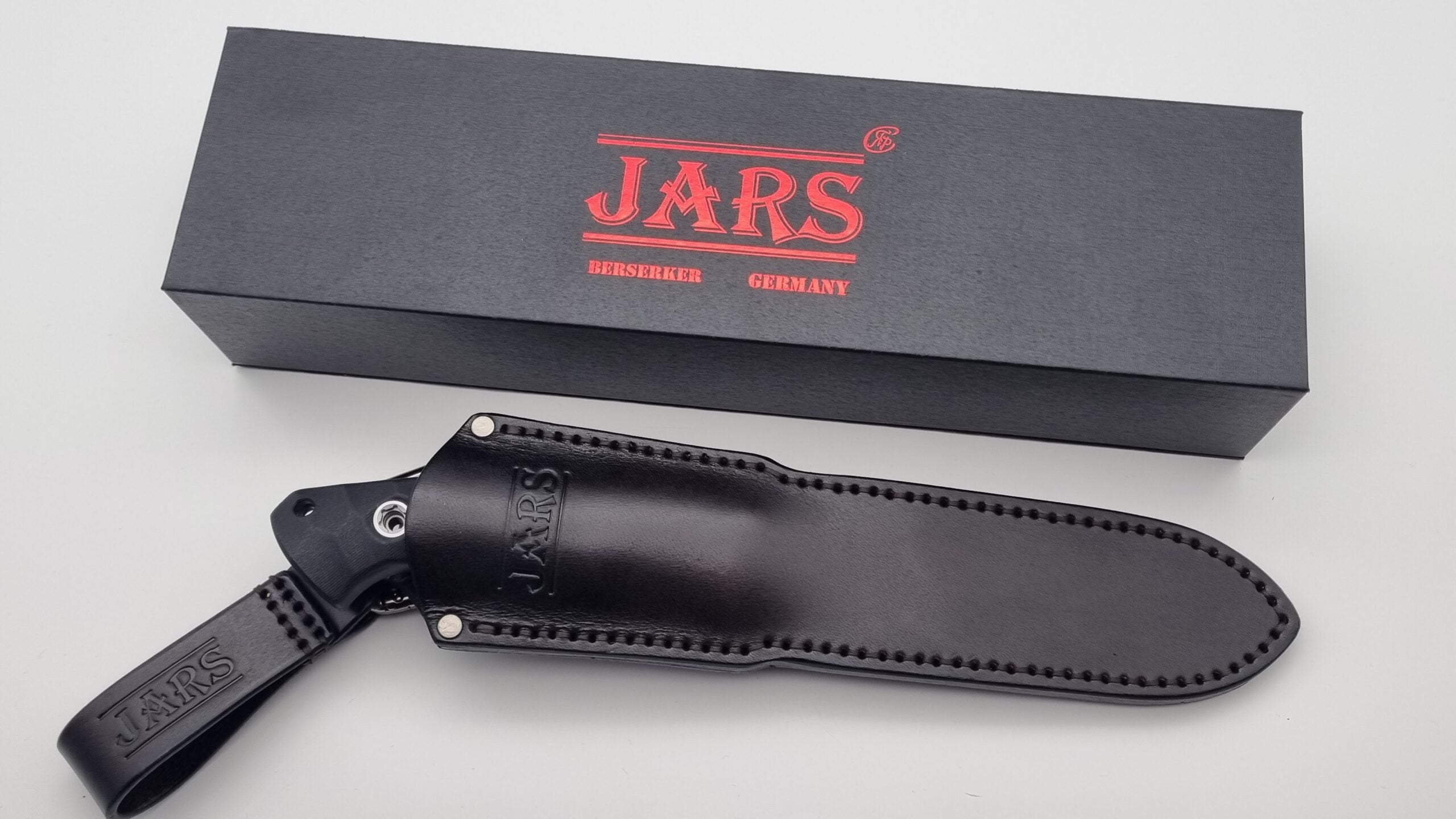 Berserker JARS Jagd Outdoor Messer Black G10 Leder