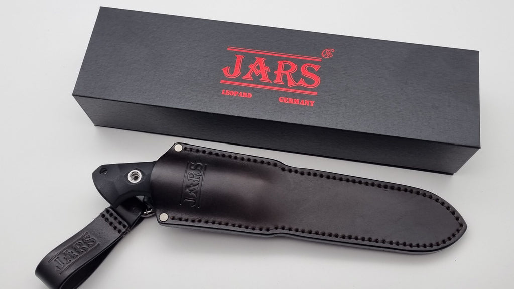 Leopard JARS Jagd Outdoor Messer Black G10 Leder