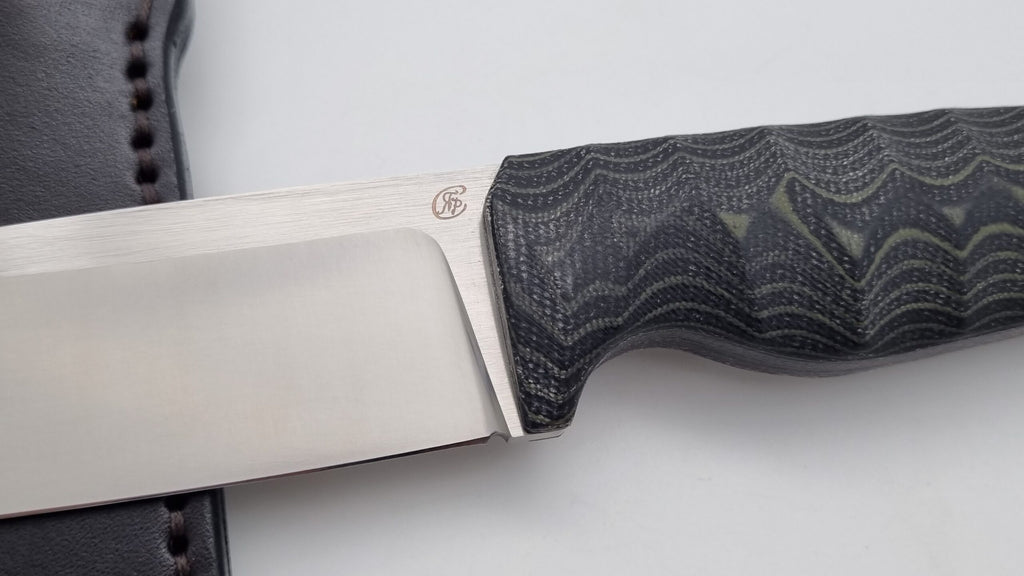 Leopard JARS Jagd Outdoor Messer Green/Black Micarta Leder