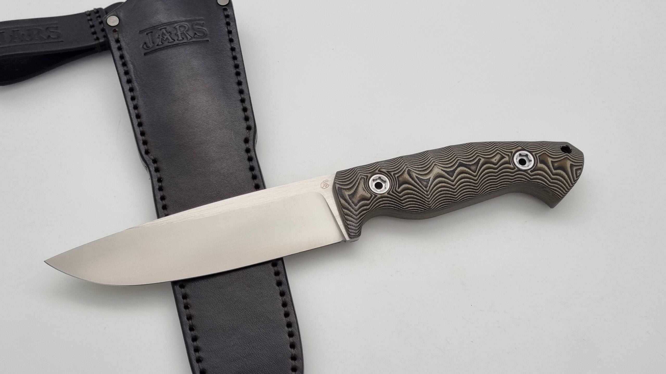Leopard JARS Jagd Outdoor Messer Beige G10 Leder