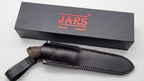 Leopard JARS Jagd Outdoor Messer Orange/Black Micarta Leder