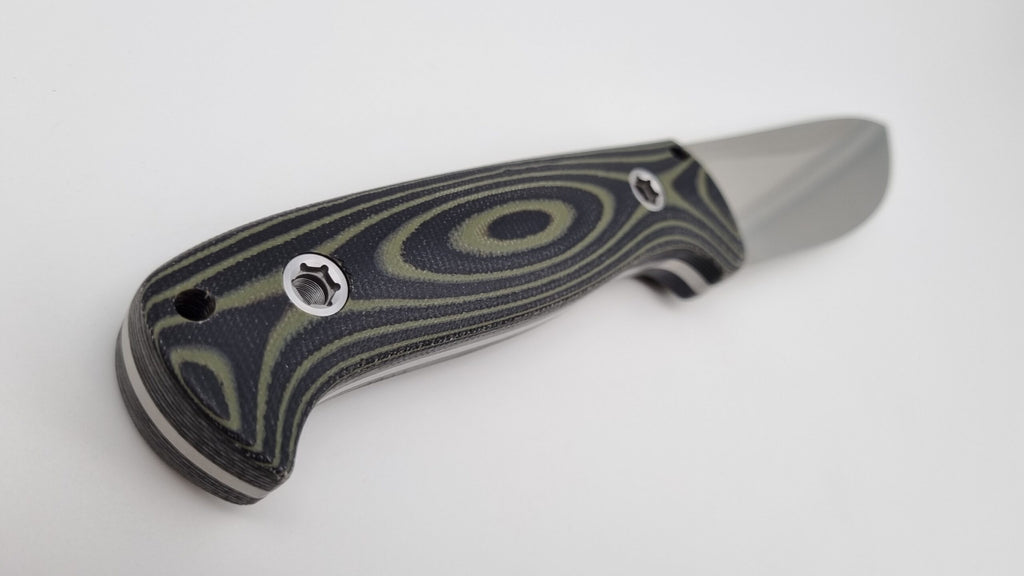 Bushcraft Beaver SE Reini Rossmann Micarta Outdoor Jagd Bushcraft Messer Green/Black  Leather