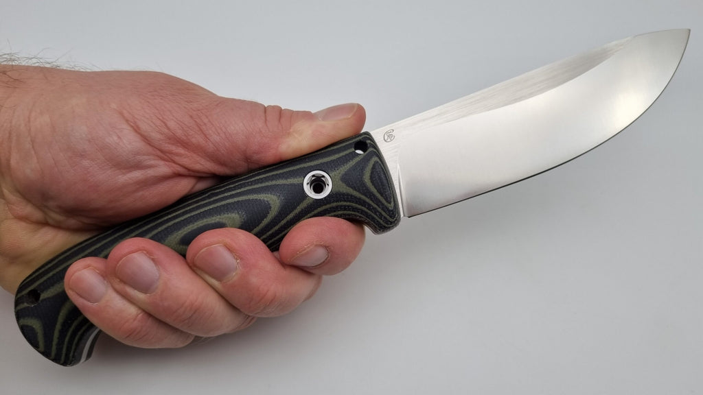 Bushcraft Beaver SE Reini Rossmann Micarta Outdoor Jagd Bushcraft Messer Green/Black  Leather