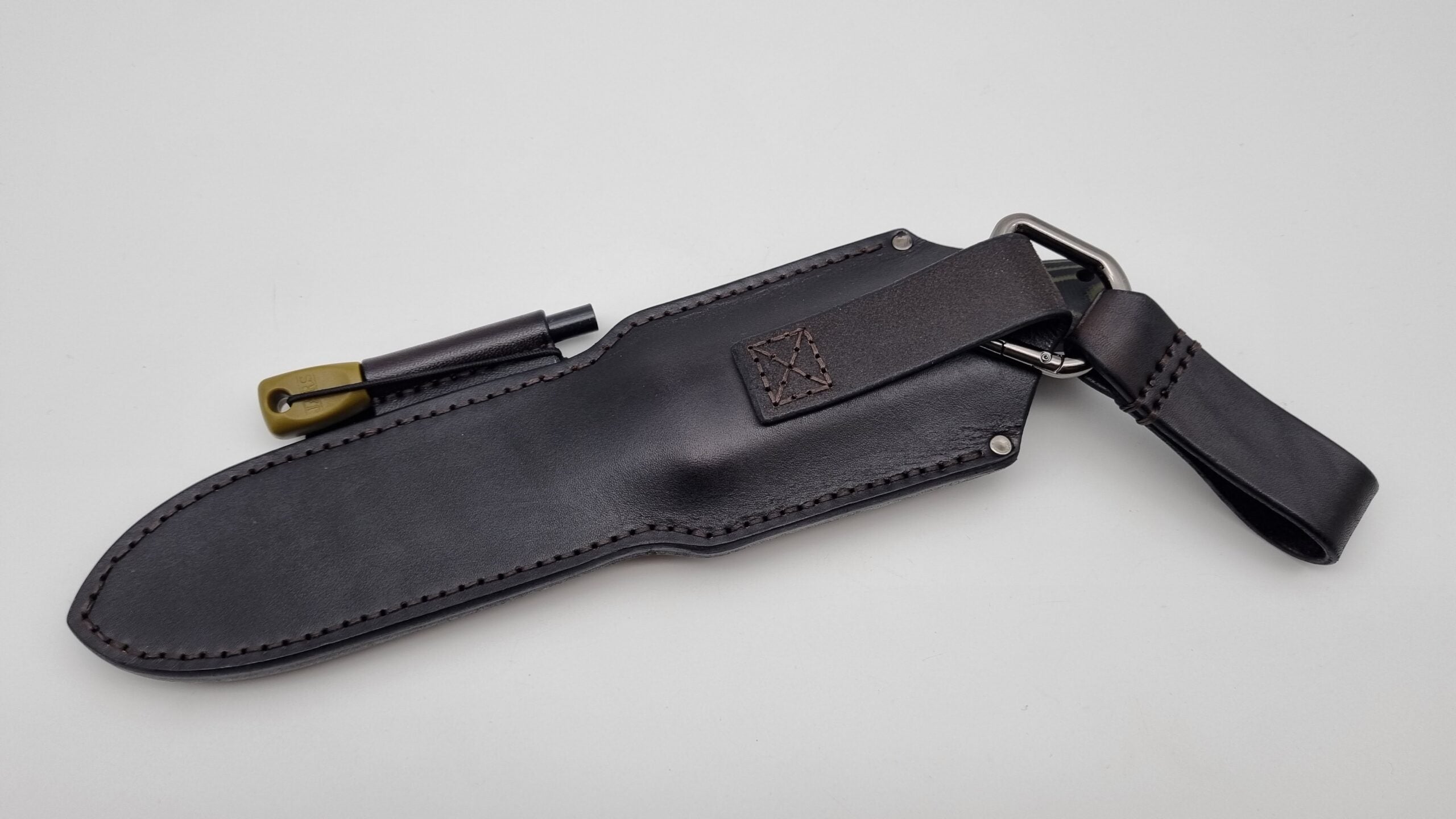 Bushcraft Beaver SE Reini Rossmann Micarta Outdoor Jagd Bushcraft Messer Orange/Black  Leather