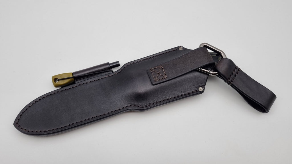 Bushcraft Beaver SE Reini Rossmann Micarta Outdoor Jagd Bushcraft Messer Green/Black  Leather