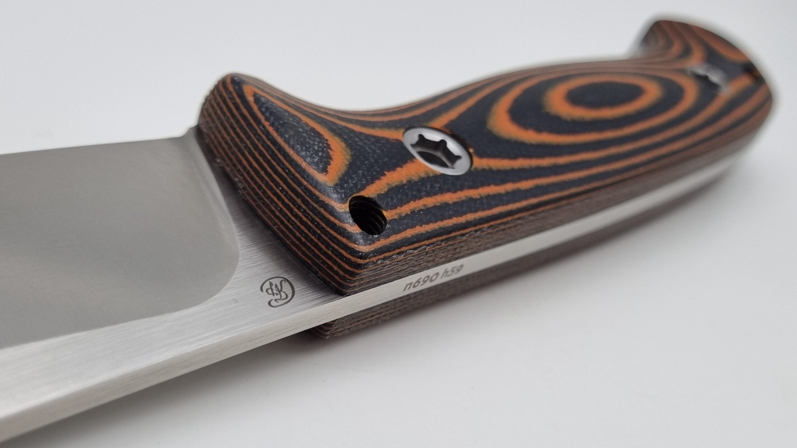 Bushcraft Beaver SE Reini Rossmann Micarta Outdoor Jagd Bushcraft Messer Orange/Black  Leather
