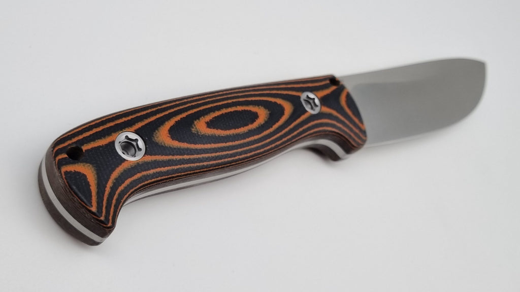 Bushcraft Beaver SE Reini Rossmann Micarta Outdoor Jagd Bushcraft Messer Orange/Black  Leather