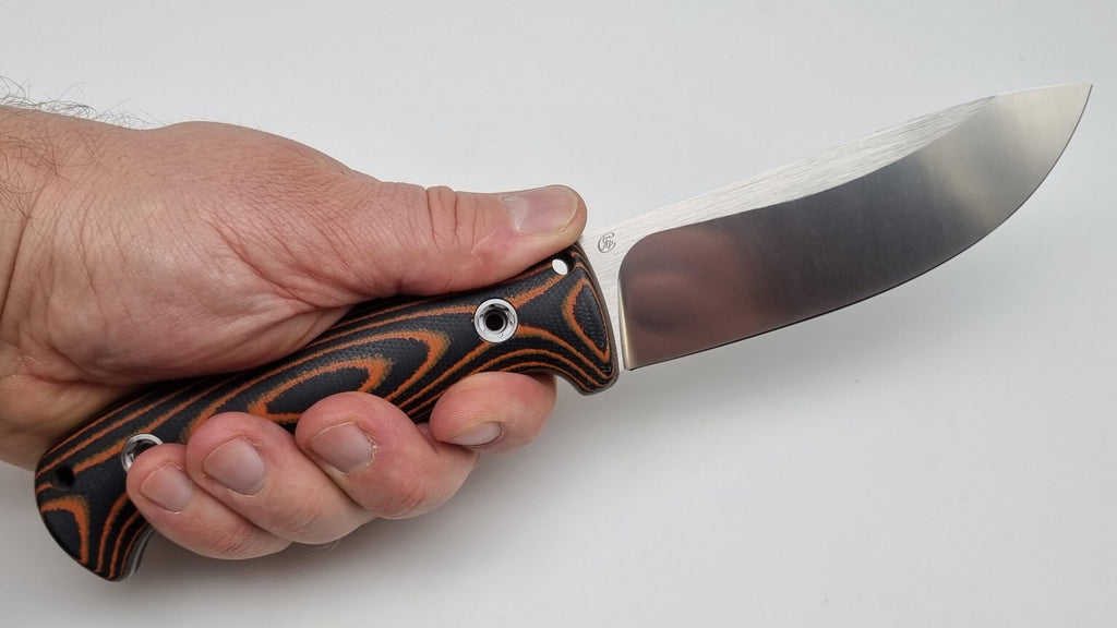 Bushcraft Beaver SE Reini Rossmann Micarta Outdoor Jagd Bushcraft Messer Orange/Black  Leather