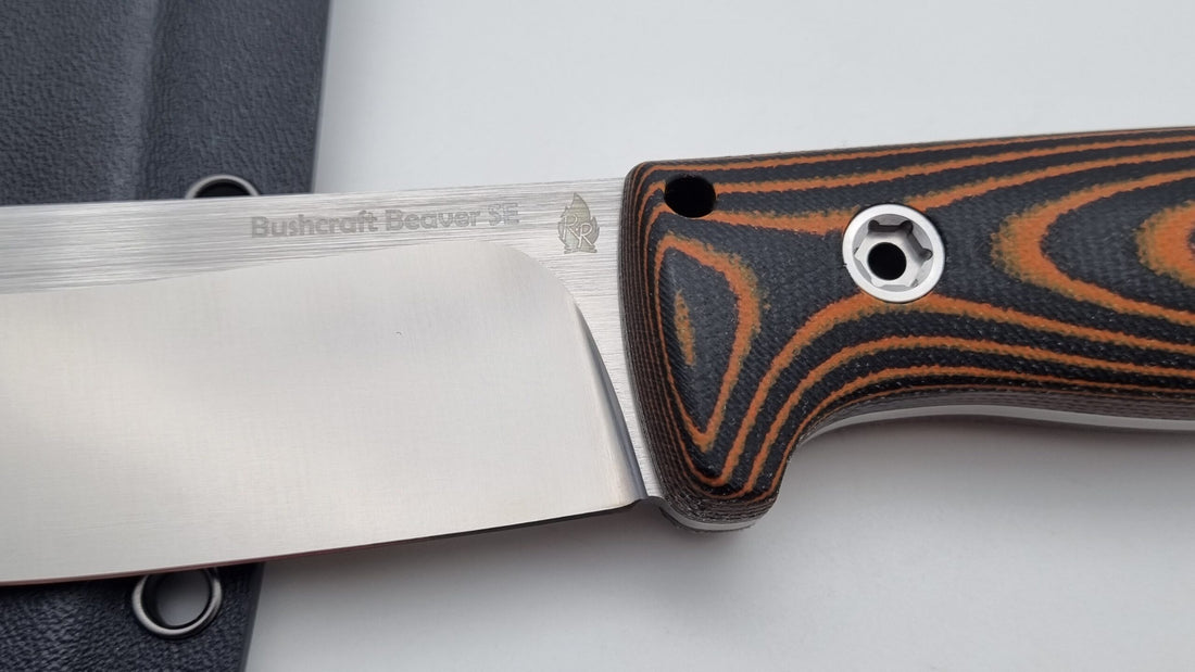 Bushcraft Beaver SE Reini Rossmann Micarta Outdoor Jagd Bushcraft Messer N690 59HRC  Orange/Black  Kydex