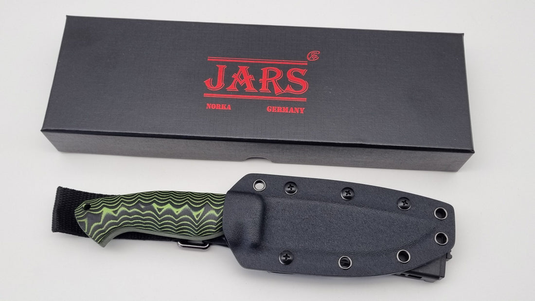 Norka JARS Jagd Outdoor Messer N690 60HRC    Neon/Black Micarta Kydex