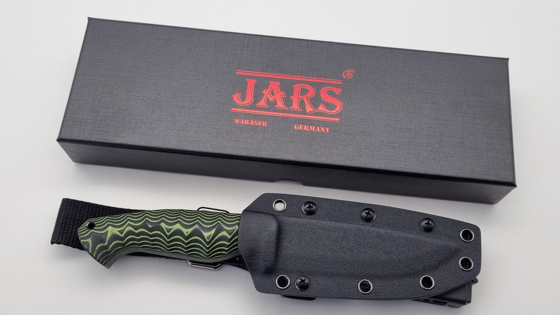 Waräger JARS Bushcraft Survival Jagd Outdoor Messer N690 60HRC    Neon/Black Micarta Kydex