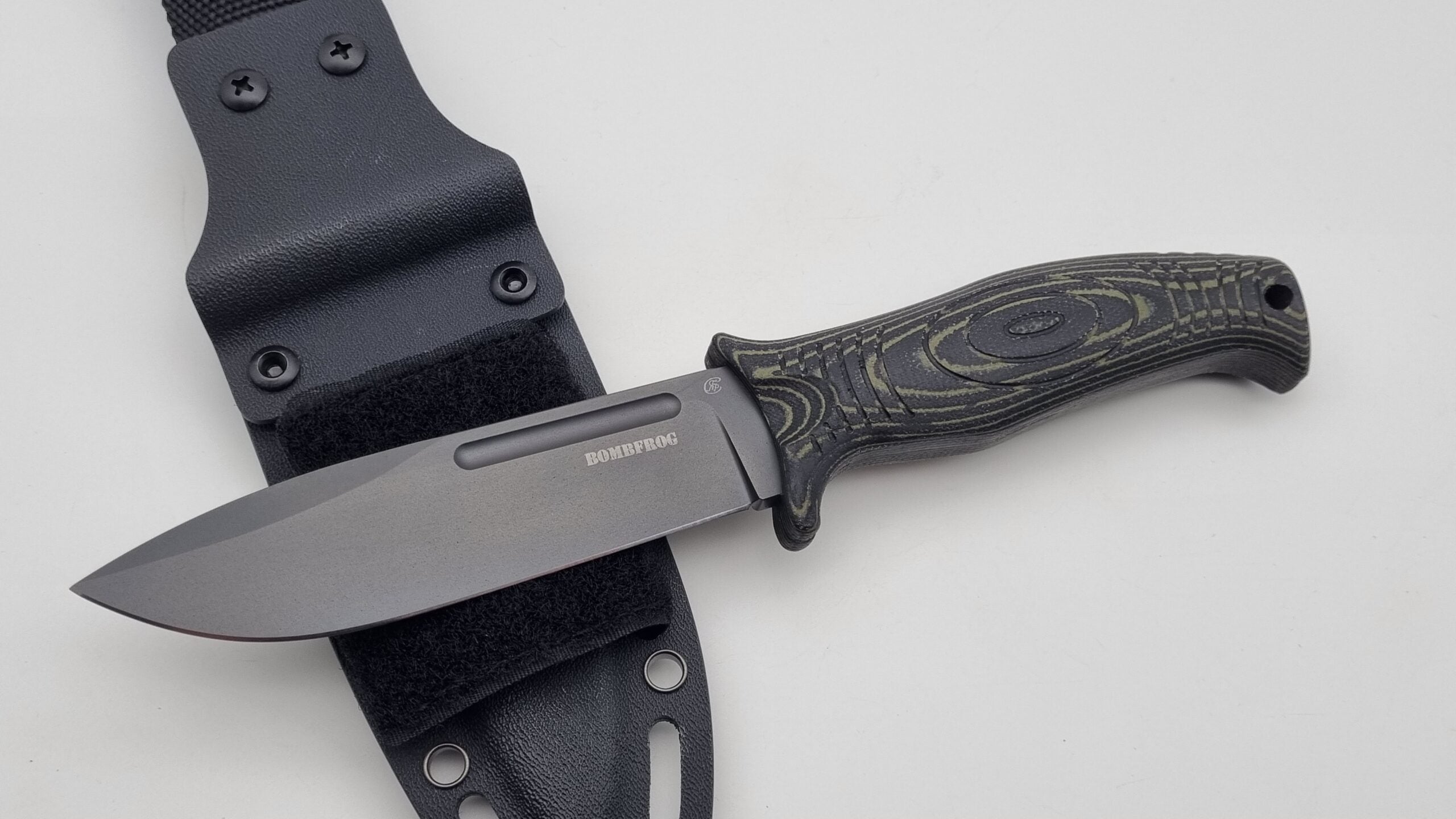 Bombfrog JARS Messer 42a Stahl wählbar Taucher Survival Jagd Outdoor Messer Green/Black Micarta