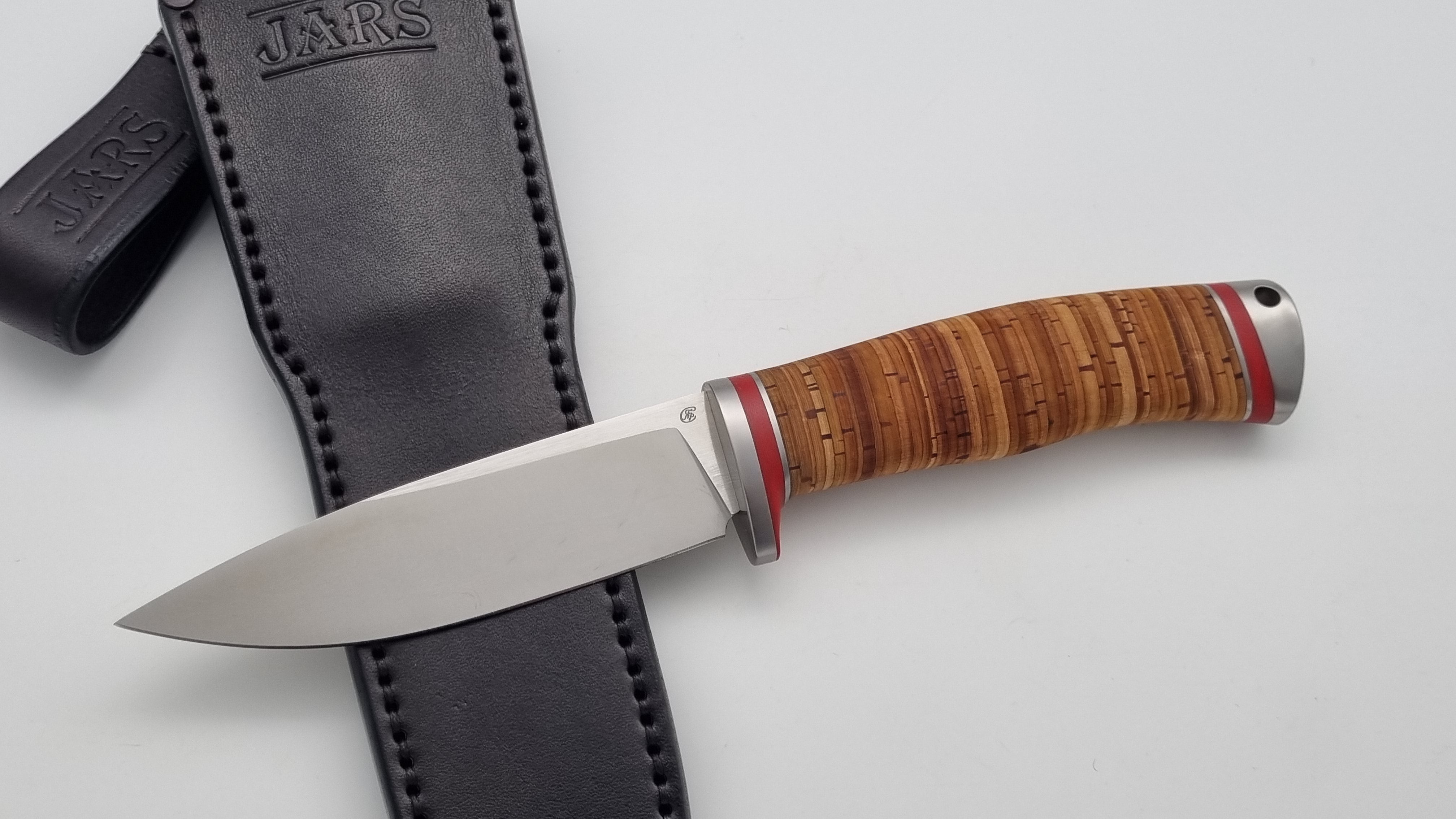 Luchs JARS Messer Birkenrinde / Titan Griff Jagd Outdoor Messer    "Red"