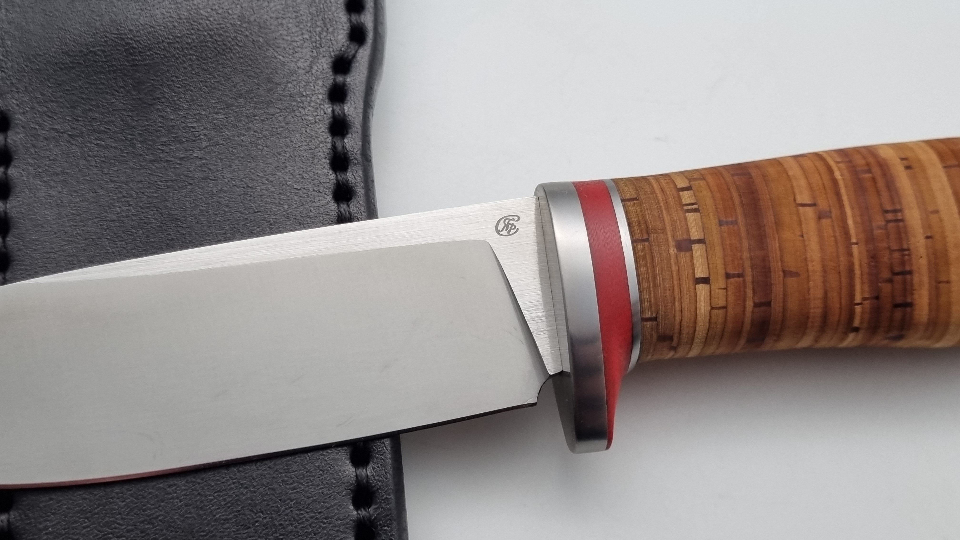 Luchs JARS Messer Birkenrinde / Titan Griff Jagd Outdoor Messer    "Red"