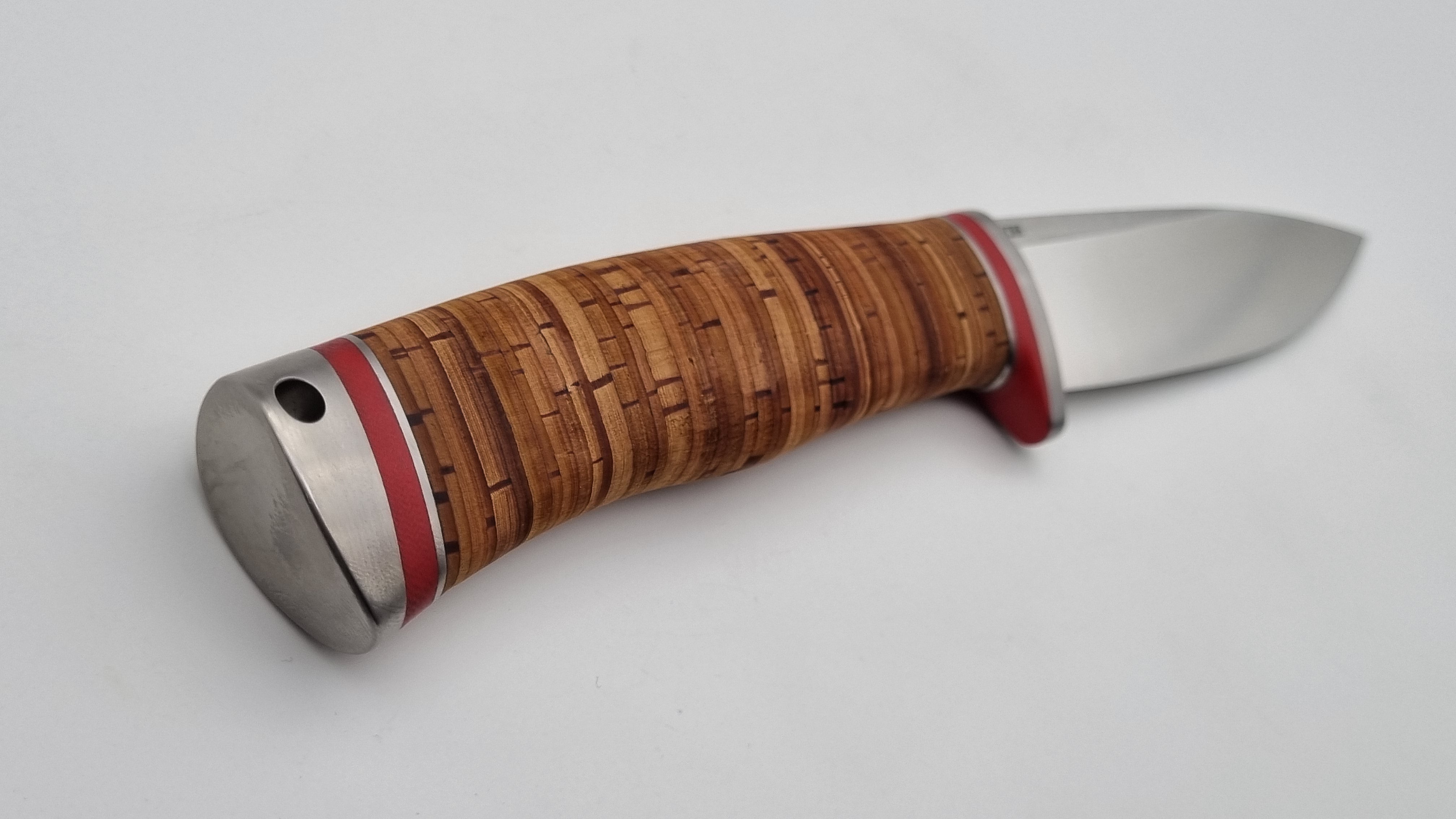 Luchs JARS Messer Birkenrinde / Titan Griff Jagd Outdoor Messer    "Red"