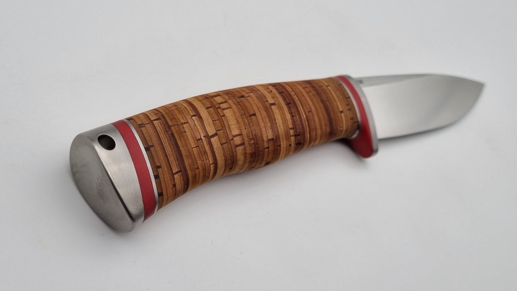 Luchs JARS Messer Birkenrinde / Titan Griff Jagd Outdoor Messer    "Red"