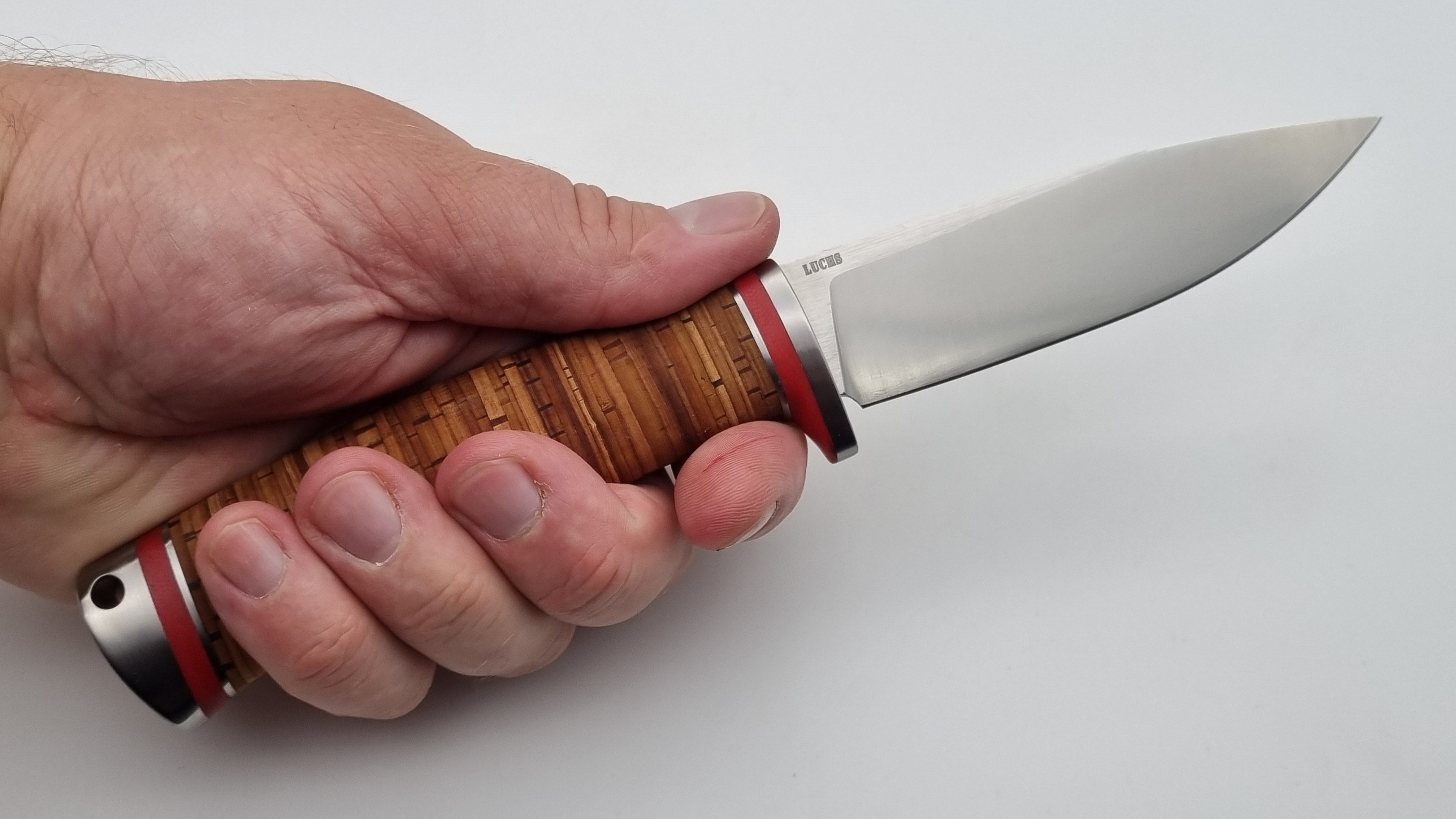 Luchs JARS Messer Birkenrinde / Titan Griff Jagd Outdoor Messer    "Red"