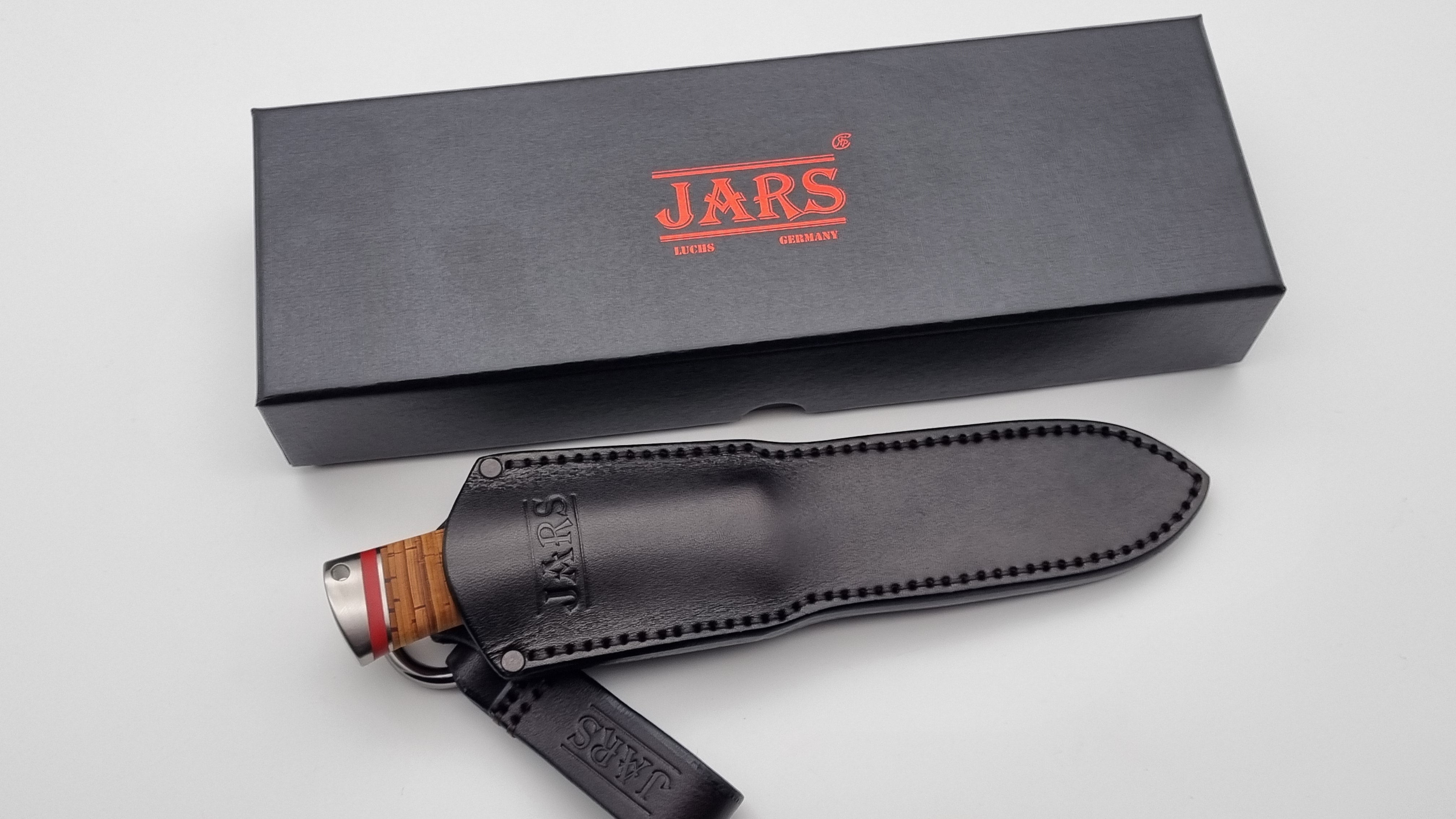 Luchs JARS Messer Birkenrinde / Titan Griff Jagd Outdoor Messer    "Red"