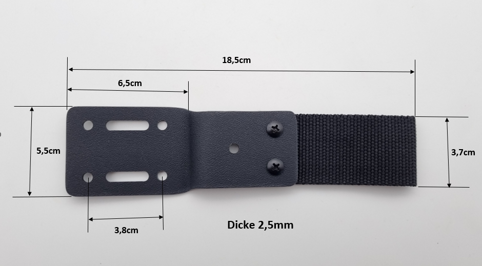 Universal Kydex Dangler-Adapter mit Cordura Gurtring und Klettstreifen Größe L