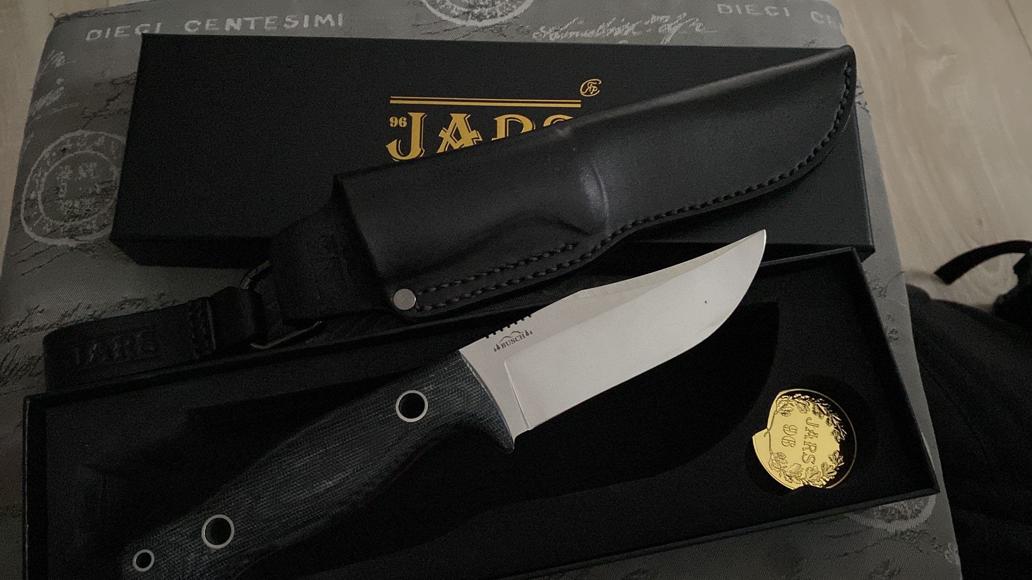 BBC Bock Bowie Compact JARS 96 Limited Edition Elmax Micarta Geformte Lederscheide